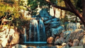waterfall, stones, water, river, hdr - wallpapers, picture