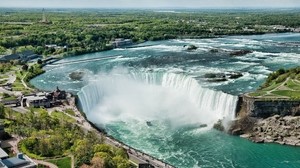 waterfall, niagara, top, view, steam, road - wallpapers, picture