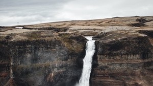 vattenfall, klippa, sten, landskap, natur