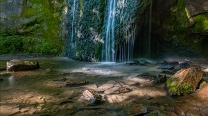 瀑布，悬崖，石头，河流，水 - wallpapers, picture