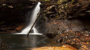 waterfall, river, stones