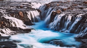 waterfall, river, flow, water