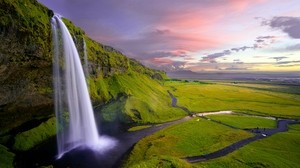waterfall, seljalandsfoss, iceland, scenic, landscape - wallpapers, picture