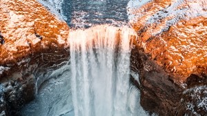 waterfall, flow, ice, cliff, snow - wallpapers, picture