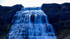 waterfall, flow, water, cliff