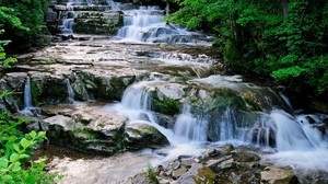 waterfalls, river, rifts, landscape