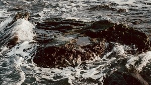 waves, stones, foam, water, sea, stormy - wallpapers, picture