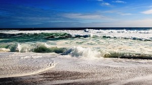 waves, sea, sky, pebbles, shore, noise, surf - wallpapers, picture