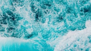 waves, ocean, top view, surf, foam, water - wallpapers, picture