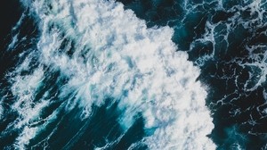 waves, ocean, top view, water, spray - wallpapers, picture