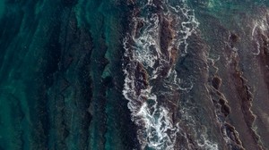 waves, top view, water
