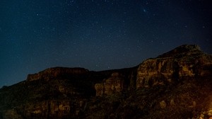 hill, starry sky, night - wallpapers, picture