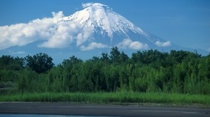 volcano, Kamchatka, forest