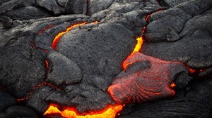 volcano, lava, surface, fiery, irregularities