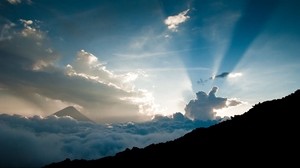 height, clouds, sun, rays - wallpapers, picture