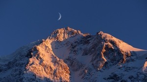 south tyrol, mountains, moon, sky