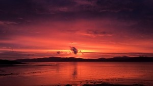 sunset, horizon, bay, loch swilly, bancrana, ireland - wallpapers, picture