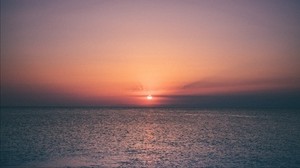 sunset, horizon, sea