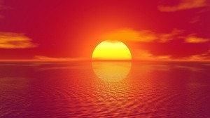 puesta de sol, horizonte, sol, photoshop, brillante