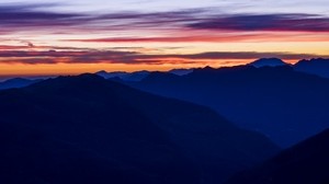 sunset, mountains, sky - wallpapers, picture