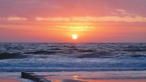 sunset, sea, coast, landscape, beautiful - wallpapers, picture