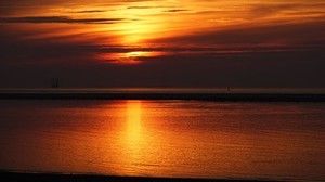 sunset, sea, horizon, dusk, sky - wallpapers, picture