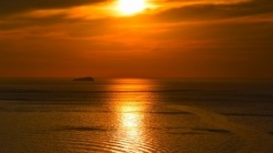 sunset, sea, horizon, waves - wallpapers, picture