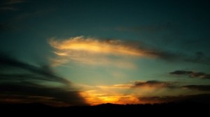 puesta de sol, cielo, noche, nubes