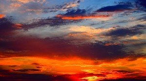 sunset, sky, clouds, sunlight, bright - wallpapers, picture