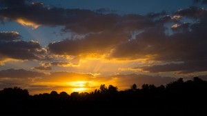 sunset, clouds, sky