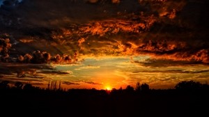 sunset, clouds, orange sky - wallpapers, picture