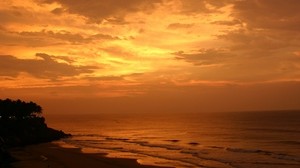 sunset, nature, beach, water, light, ocean, sun - wallpapers, picture