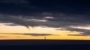 sunset, silhouette, sky, man - wallpapers, picture
