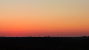 solnedgång, skymning, horisont, himmel, mörk