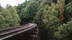 ferrocarril, árboles, cielo