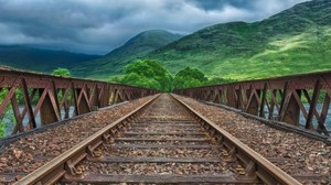 railway, rails, mountains, hdr