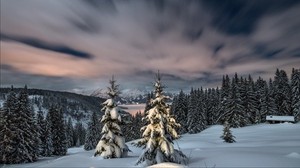 冬、雪、山、夕日、食べた - wallpapers, picture