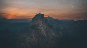 cielo estrellado, montañas, noche, pico, Valle de Yosemite, estados unidos - wallpapers, picture