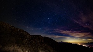 starry sky, mountains, stars, night - wallpapers, picture