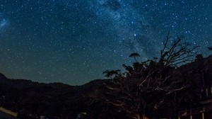 cielo estrellado, vía láctea, noche, estrellas, brillo, cielo nocturno