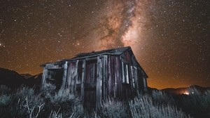 starry sky, milky way, structure, night, june lake, usa - wallpapers, picture