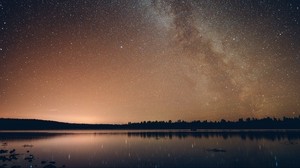 starry sky, night, shine, stars, river - wallpapers, picture