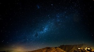 starry sky, night, mountains, shine, shine - wallpapers, picture