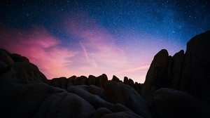 cielo estrellado, noche, brillo