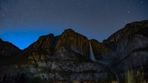 cielo stellato, scogliera, cascata